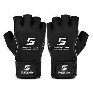 Gants de sport à fermeture auto-agrippante pour entraînement extérieur, maintien ferme, unisexe, personnalisables, demi-doigts, antidérapants en cuir, à prix abordable - Product Image 1