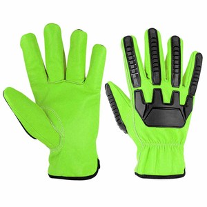 Top Quality Cowhide Grain Leather Yellow <b>Driver</b> <b>Gloves</b> Impact Resistant Heavy Duty Durability Work Protection <b>Gloves</b> - Product Image 5