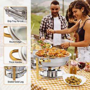 Recipiente para calentar comida tipo buffet, redondo, de acero inoxidable, de 7Qt, profesional, al mejor precio - Product Image 3