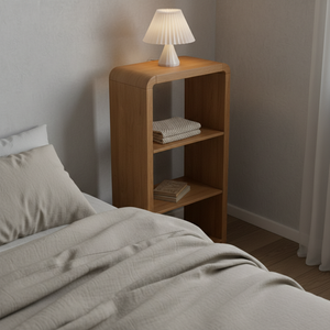 Estantería expositora, Librería de 3 estantes, Mueble de almacenamiento, Estantería abierta sin respaldo, Madera de caucho, MDF, Chapa de roble - Product Image 4