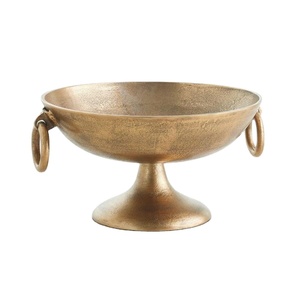 Antique Style <b>Metal</b> Serving <b>Bowl</b> Rings Handles Pedestal Base Luxury Fruits <b>Bowls</b> Wedding Decor Champagne Wine Cooler Ice <b>Bowl</b> - Product Image 1