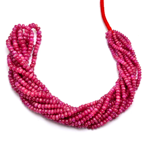 AAA Johnson Ruby 3mm-4mm Smooth Rondelle Loose Beads Natural <b>Pink</b> Ruby Precious Gemstone Loose Beads For Jewelry Making Supplies - Product Image 1