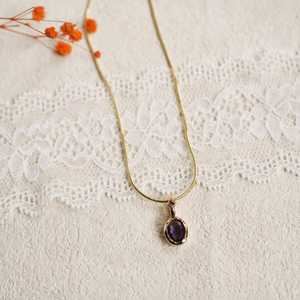 Colgante de amatista para mujer, plata de ley 925, chapado en oro de 14 quilates, delicado, piedra de nacimiento de febrero, joyería con piedra preciosa curativa. - Product Image 2