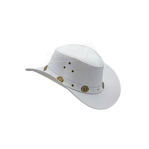 Sombreros de Vaquero de Cuero Genuino con Conchos de Latón, Ala Ancha, Ligeros, Diseño Único, para Exteriores, Rancho, Sombreros Occidentales Personalizados - Product Image 1