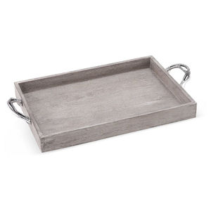 Ensemble de 2 plateaux de service rectangulaires en bois de manguier faits à la main, avec poignées en corde de jute et métal noir - Product Image 6