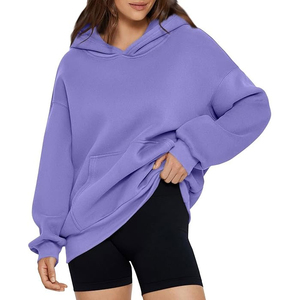 Sudadera con Capucha Extra Grande Unisex, Color Sólido, Felpa, Informal, Morada, para Otoño - Product Image 5