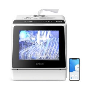 Lave-vaisselle intelligent portable de comptoir avec WiFi, réservoir d'eau de 5 L, fonction de séchage à l'air, matériau en polyester imperméable, style normcore/minimaliste - Product Image 1