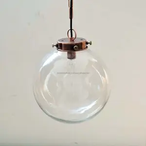 Vetro chiaro globo lampada a sospensione con rame antico finitura forma rotonda semplice Design di buona qualità per l'illuminazione prezzo all'ingrosso