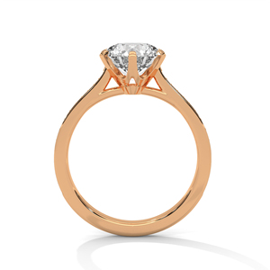 Anillo de compromiso con diamantes cultivados en laboratorio en forma de pavé en oro – Delicado anillo de diamantes solitario con micro pavé para novias - Product Image 4