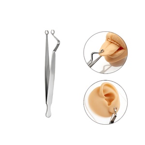 Pinzas para Piercing Corporal de Acero Inoxidable con Ranura y Bloqueo para Oreja, Labio, Nariz, Ombligo, Lengua - Kit de Piercing Corporal - Product Image 1