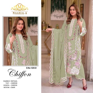 Costume pakistanais de luxe et de soirée en chiffon avec broderie et travail de perlage pour femmes. Achetez directement auprès du fournisseur. - Product Image 4