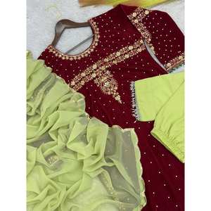 Hermoso conjunto de salwar kameez de poliéster (parte superior, parte inferior y dupatta) para fiestas - Product Image 2