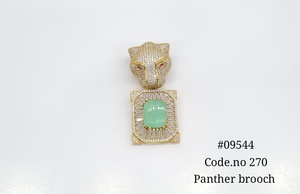 09544 Broche de Pantera Verde con Doble Piedra, Colgante de Circonita Cúbica, Broche de Joyería con Cierre, Pin de Animal para Regalo y Uso en Fiestas - Product Image 4