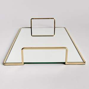 Stylish Decorative Metal And <b>Mirror</b> Tray For Table Centerpiece With <b>Mirror</b> Base For Home And Wedding Decoration - Product Image 1