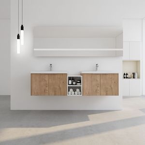 Mobile Bagno da 72 Pollici con Chiusura Ammortizzata, Lavabo e Piccoli Ripiani, Combinazione Armadietto 30+12 Pollici (Imballaggio KD) - Product Image 2