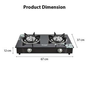 Gas <b>Stove</b> with 2 Turbo Burners Aluminum and Cast Iron Surfaces Metal Knobs (GL-702T) - Product Image 5