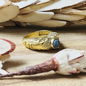Bague en laiton bleu corail, design vintage, texture texturée, plaquée or 18 carats, style bohème, bijoux ethniques, bague tribale pour femme, vente en gros - Product Image 5