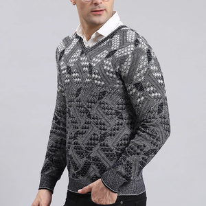 Suéter de punto cálido, transpirable y de alta calidad para niños, nueva colección, suéteres holgados con cuello en V para hombre. - Product Image 3