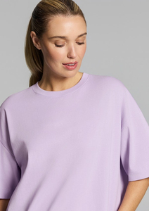 T-shirt en tricot à col rond et manches courtes pour femme, coupe ample, couleur unie, toutes saisons, haut basique - Product Image 4