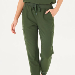 Ensemble de blouses médicales vertes pour femmes, en coton et polyester, haut tricoté à col en V avec pantalon à cordon de serrage, uniformes d'hôpital - Product Image 6