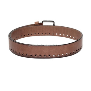 Ceinture décontractée en cuir de haute qualité pour hommes avec boucle ardillon interchangeable en laiton argenté mat, ceinture habillée - Product Image 1