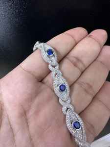 Bracelet tendance en argent sterling 925 plaqué or avec moissanite VVS motif œil glacé pour bracelet cubain - Product Image 3