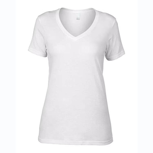 T-shirt décontracté à col en V pour femme, en jersey respirant coton/fibre de bambou, coupe ajustée, broderie logo, boutons, grandes tailles, vente en gros ODM - Product Image 2