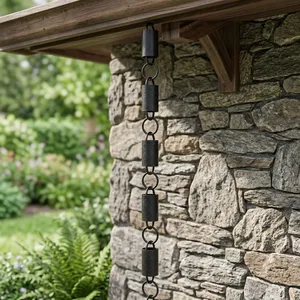 Chaîne de pluie artisanale en aluminium martelé, design cylindrique, pour drainage de l'eau des gouttières, décoration de jardin, style vintage - Product Image 6