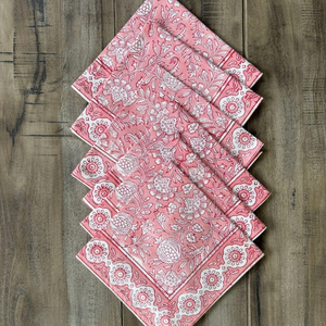 Hand Block Printed Cotton <b>Placemat</b> & Napkin Set: Floral Table Decor 100% Cotton Table Linens - Product Image 1