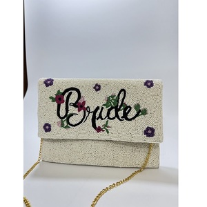 Pochette de soirée de luxe faite à la main, bleue et blanche, brodée de citrons, pour femme, sac élégant - Product Image 2