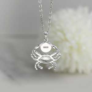 Larimar Sterling Silver <b>Crab</b> Pendant Natural Gemstone Jewelry 925 Silver Necklace For Women Gift Wholesale - Product Image 5