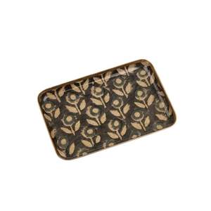 Grand plateau rond en métal émaillé avec imprimé floral, vaisselle de service pour restaurants et fêtes, plateau ottoman en émail - Product Image 5