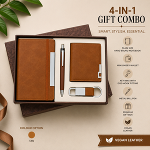 Vegan Leather Business Gift Set 4 1 Office Promotional Gift Combo <b>Wallet</b> Pen Keychain Diary Personalization Custom Logo Festive - Product Image 3