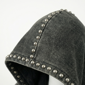 Sudadera con capucha vintage para hombre, bordada con perlas, de algodón grueso, estilo urbano, con cremallera, manga larga, con estampado de estrellas. - Product Image 6