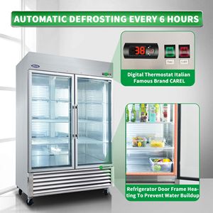 ตู้แช่แสดงสินค้าเชิงพาณิชย์ ORIKOOL ขนาด 54 นิ้ว ประตูกระจกบานสวิง ความจุ 49 คิว สแตนเลสสตีล ตู้แช่แข็งและตู้เย็น - Product Image 5