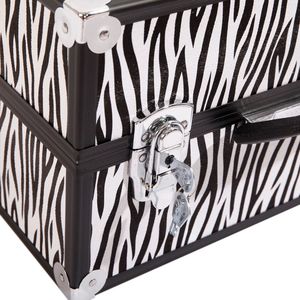 SM 2083 White Zebra Stripe Aluminum Alloy Train Case Cosmetic Bags & Cases Organizer for Makeup & Jewelry Train Case - Product Image 5