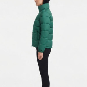 Chaqueta acolchada para mujer, cálida para invierno, con tela resistente, cuerpo acolchado, cuello alto, cremallera frontal y bolsillos laterales. - Product Image 3
