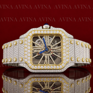 Reloj de Lujo para Hombre con Esqueleto y Moissanita, Bañado en Oro Rosa |   Reloj de Pulsera Mecánico Automático con Diamantes Estilo Hip Hop - Product Image 5