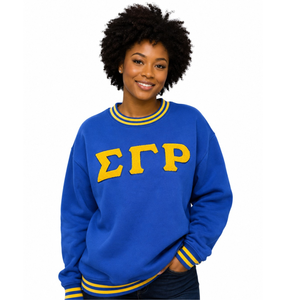 เสื้อสเวตเชิ้ตเชนิลล์ปักลายตัวอักษรกรีก Sigma Gamma Rho สำหรับผู้หญิง สไตล์ลำลอง คอกลม ผ้าฟลีซ เหมาะสำหรับใส่ไปเรียนมหาวิทยาลัย - Product Image 1