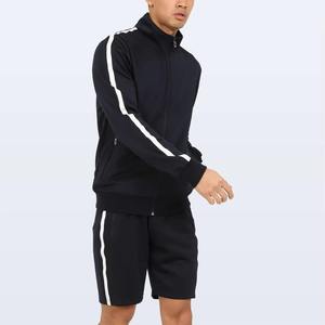 Men's Black Track Suit Set Solid Color Knitted Polyester Sporty Stand Collar Summer Wear Full Zip Design Custom <b>Windbreaker</b> men. - Product Image 2