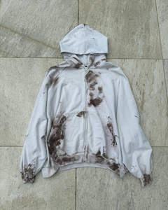 เสื้อฮู้ดดี้แฟชั่นสตรีทแวร์ลายพิมพ์ DTG แบบกำหนดเอง ล้างสี ปักลาย 3 มิติ สำหรับผู้ชาย สไตล์ใหม่ ประดับอัญมณี ทรงโอเวอร์ไซส์ แขนทรงบาน - Product Image 1