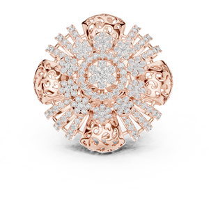 Anillo de Lujo con Diseño Floral y Diamantes Agrupados, Oro Rosa de 18K, Engaste de Múltiples Halo, Anillo de Diseñador para Mujer - Product Image 1