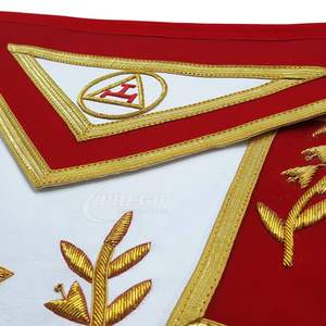 ผ้ากันเปื้อนพิธีกรรมเมสัน รุ่นอดีตราชายอาร์ช แชปเตอร์ - ผ้ากำมะหยี่สีแดง พร้อมลายถักสีทองและงานปัก - Product Image 3