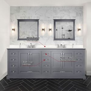 Dark Grey 84 In. W X 22 In. D Double Bath <b>Vanity</b> with White Quartz Top <b>Bathroom</b> <b>Vanities</b> - Product Image 6