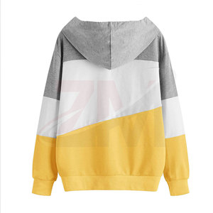 เสื้อฮู้ดผู้หญิงแบบ Color Block OEM เสื้อฮู้ดสีพื้นสำหรับฤดูหนาว แขนยาว ผ้าฝ้าย 100% สกรีนโลโก้ตามสั่ง - Product Image 2