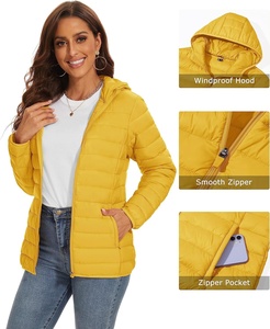 <b>Women's</b> Lightweight Puffer <b>Jacket</b> Hooded <b>Zip</b> <b>Up</b> Winter Coat Quilted Warm Outerwear with Pocket <b>Women</b> Shiny Bubble <b>Jacket</b> - Product Image 3