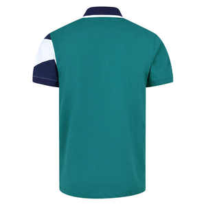 Polo de piqué con bloques de color diagonales para hombre 2026, estilo casual elegante, manga corta, corte ajustado, azul marino y verde aguamarina, ropa deportiva HD - Product Image 5