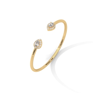 Open <b>Cuff</b> Bangle <b>Bracelet</b> Gold Plated Stainless Steel Cubic Zirconia Oval Pear Crystal Jewelry for Women - Product Image 3