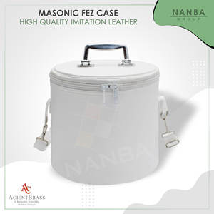 Estuche para Fez Masónico de Cuero Blanco Liso con Asa de Acero y Correa de NANBA GROUP |   Estuche Ligero para Almacenamiento de Gorras/Sombreros, para Uso en Exteriores - Product Image 2