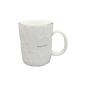 Mug en céramique gaufré blanc mat de style nordique 11oz avec bordure dorée en porcelaine fine, emballage de luxe haut de gamme - Product Image 2